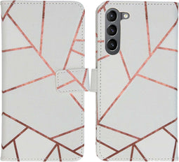 iMoshion Hoesje Geschikt voor Samsung Galaxy S23 Plus Hoesje Met Pasjeshouder - iMoshion Design Softcase Bookcase - Wit / White Graphic