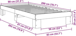 vidaXL - Bedframe - zonder - matras - 80x200 - cm - massief - hout - eiken