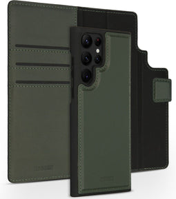 Accezz Samsung Galaxy S22 Ultra - 2 in 1 Wallet Bookcase - Echt Nappa leer - Groen