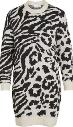 VILA VIALIRA - L/S Jacquard Knit Dress - Opstaande hals - M (5713789885649)