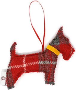 Kerstboomhanger tartan - Hondje - rood - Caroline Wolfe Murray