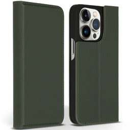 Accezz iPhone 14 Pro - Premium Leather Slim Bookcase - Krasbestendig - Groen