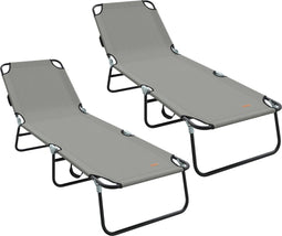 vidaXL - Opvouwbare - Ligbed - 2 - stuks - Draagbaar - Grijs - 600D - Oxford - Voortent