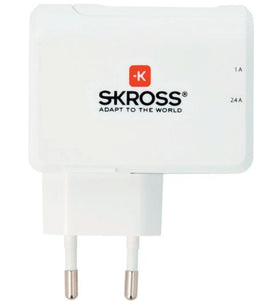 Skross 2.800111 - USB-oplader - 2x USB-A - Wit