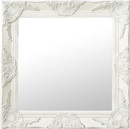 vidaXL - Wandspiegel - barok - stijl - 50x50 - cm - wit