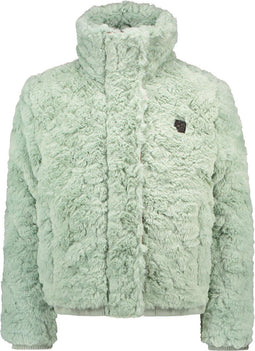 Like Flo F107-5280 - Meisjes Jas - Mint Faux Fur met Animal Print Voering - Maat 146