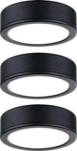 Paulmann Pukk - LED Onderbouwverlichting 3x3,5W 65mm 300lm - Zwart (3 stuks)