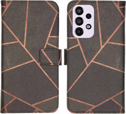 iMoshion Hoesje Geschikt voor Samsung Galaxy A33 Hoesje Met Pasjeshouder - iMoshion Design Softcase Bookcase - Zwart / Black Graphic