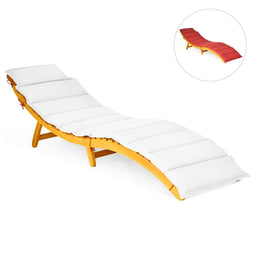 Coast Acaciahouten Tuinligstoel Inklapbaar met Omkeerbaar Kussen Crème/Rood 190 x 55 x 52 cm