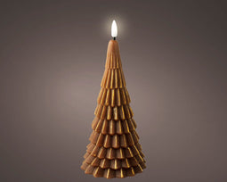 Lumineo - LED kaars d9.5h21.3 cm bruin/wwt kerst