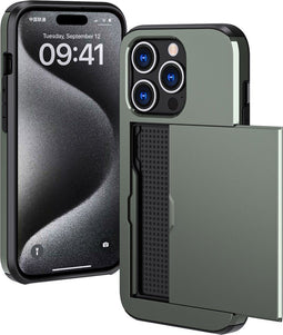 iMoshion Hoesje Geschikt voor iPhone 15 Pro Hoesje - Ruimte voor 2 pasjes - iMoshion Backcover met pasjeshouder - Donkergroen