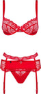 Obsessive Heartina Set - Erotische Lingerieset - Maat S/M - Rood