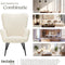 tectake® Hygge Fauteuil - Scandinavische Teddy Bouclé - Ergonomisch - Crème zwart