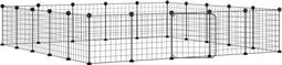 vidaXL - Huisdierenkooi - met - deur - 20 - panelen - 35x35 - cm - staal - zwart