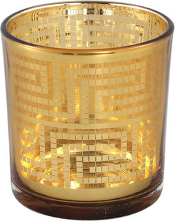 PTMD Havy Gold Glass Tealight With Maze Print S