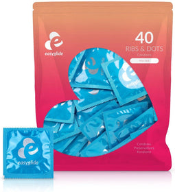 EasyGlide - Ribs and Dots Condooms - Condooms met Glijmiddel - 40 stuks
