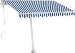 vidaXL - Luifel - vrijstaand - automatisch - 300x250 - cm - blauw - en - wit