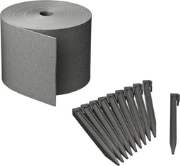 Nature Borderrandset H15 cm x 10 m met pen grijs