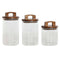 Set van 3 Potjes Home ESPRIT Bruin Transparant Acacia Borosilicaatglas 650 ml 900 ml 1 L 3 Onderd...