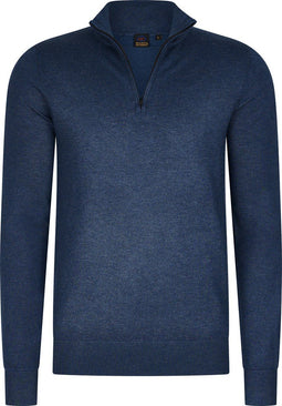 Mario Russo Half Zip - Trui - Comfortabel en veelzijdig - Jeansblauw XL