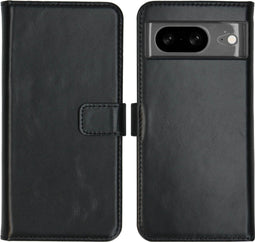 Selencia Google Pixel 8 - Echt Lederen Bookcase - 3 Pashouders - Zwart