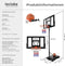 tectake® Basketbalring Dirk - Basketbalpaal met wielen - Verstelbare hoogte 230 - 305 cm - Inclusief bal en pomp