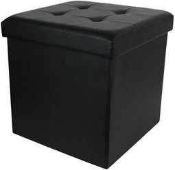 SoBuy Poef - Opbergpoef 48 x 48 x 48 cm - Zwart