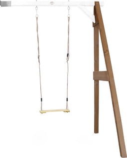 AXI Enkele Houten Aanbouwschommel in Bruin/Wit - FSC hout - Schommel met muurbevestiging, 1 Schommelzitje en 2 grondankers - Schommelset voor kinderen - 10 jaar Garantie!