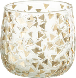 J-Line windlicht Driehoek - glas - transparant/goud - small - 4 stuks