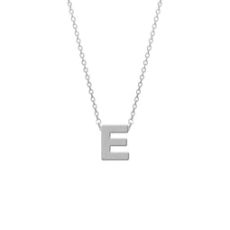 CO88 Collection Alphabet 8CN 11004 Stalen Collier met Hanger - Letter E 9 mm - Lengte 42+5 cm - Zilverkleurig