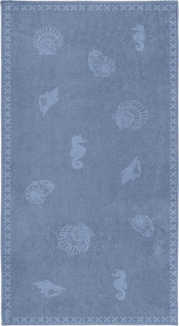 Seahorse Shells - Strandlaken XL - 100 x 200 cm - Jeans