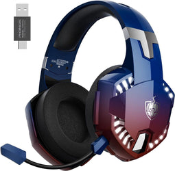 PHOINIKAS G2000 Max - Draadloze Gaming Headset - 2.4GHz met microfoon - 7.1 Surroundgeluid - Verblindend blauw