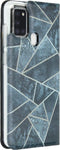 Hoesje Met Pasjeshouder Geschikt voor Samsung Galaxy A21s - Design Softcase Bookcase (Chester) met standaard - Meerkleurig / Blue Graphic