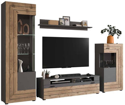 Furnilux Freno - Woonkamercombinatie - Tijdloos design - Grijs Eiken - 40x290x195cm