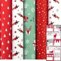 SANTAS HELPER - kerstpapier assortiment cadeaupapier - 5 rollen 2 meter x 70 cm - multikleur