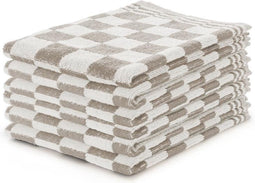 Keukendoekset Blok Zand - 50x50 - Set van 6 - Geblokt - Blokdoeken - 100% katoen - Horeca Keukendoeken