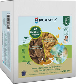 8x100 gr Henart plantz toppers multipack chicken / beef like hondenvoer