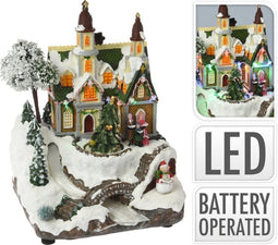 B/O - Kersttafereel kerk - Fiber optic rivier met ledverlichting en muziek - Multicolour