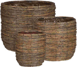Mica Decorations Bloempot Cargo - 34x34x28 cm - Willow - Bruin- Set van 3