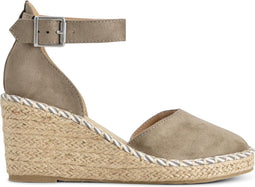 PS Poelman Enid - Espadrilles met Sleehak 8 cm - Khaki Groen - Maat 39