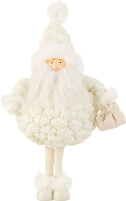 J-Line Kerstman Cadeau Tas Textiel Wit Large