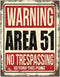 Metalen Retro Bord Area 51 - Authentiek Wandbord - Jaren 50 Stijl