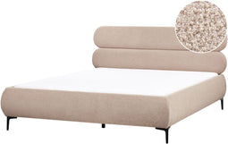 LESSAY - Tweepersoonsbed - Taupe - 180 x 200 cm - Bouclé