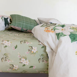 Onderlaken HappyFriday Groen Multicolour 90 x 200 x 32 cm Blommor