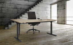 T-poot Wingbureau Quick breed 160CM diep 120CM bladkleur Logan eiken framekleur Zwart (RAL9005) wingzijde Links
