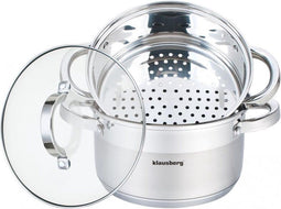 Klausberg 7138 - stoompan - 3 delig - 20cm - rvs - alle warmtebronnen