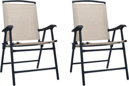 vidaXL - Tuinstoelen - inklapbaar - 2 - st - textileen - crème