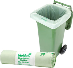 BioMat BioMat - Composteerbare containerzakken 10 x 240 liter - Maïszetmeel afvalzakken - 240 liter zakken - EN 13432 gecertificeerd