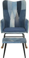 vidaXL - Schommelstoel - met - voetensteun - patchwork - canvas - blauw - denim