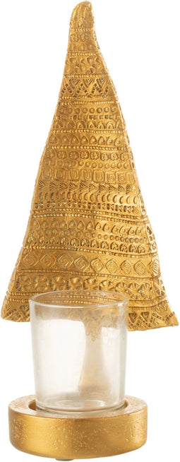 J-Line kaarshouder Kerstboom - kunststof - goud - large